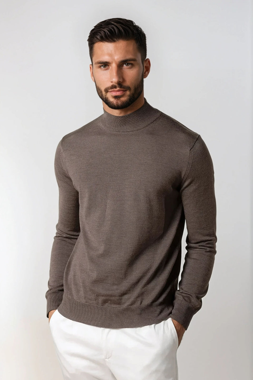 Portofino Kasjmier Mockneck – Mokka