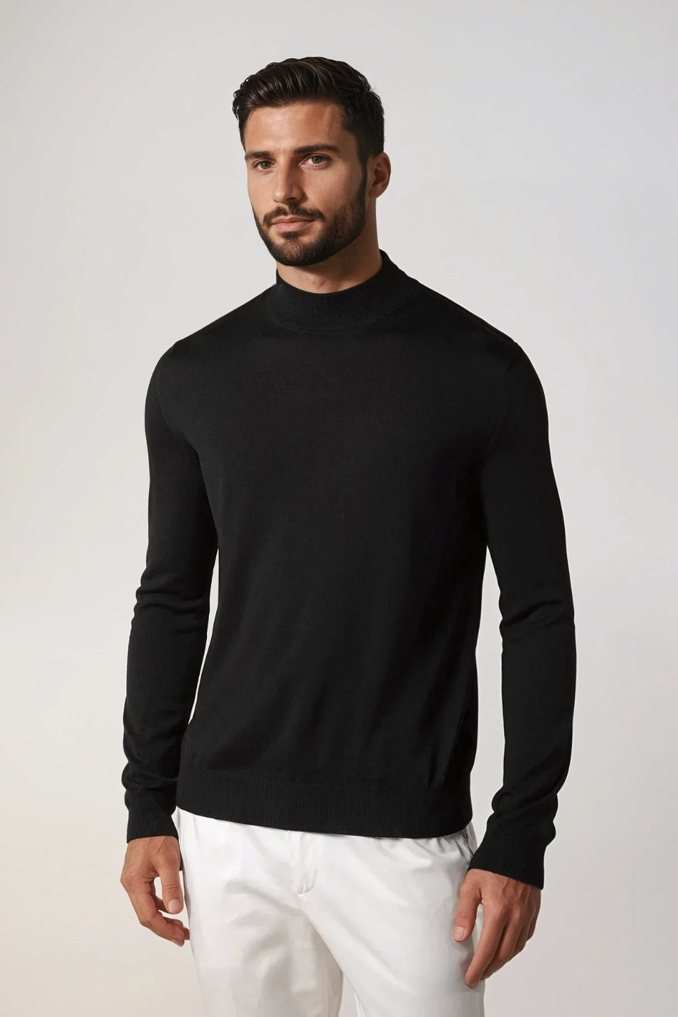 Portofino Kasjmier Mockneck – Zwart