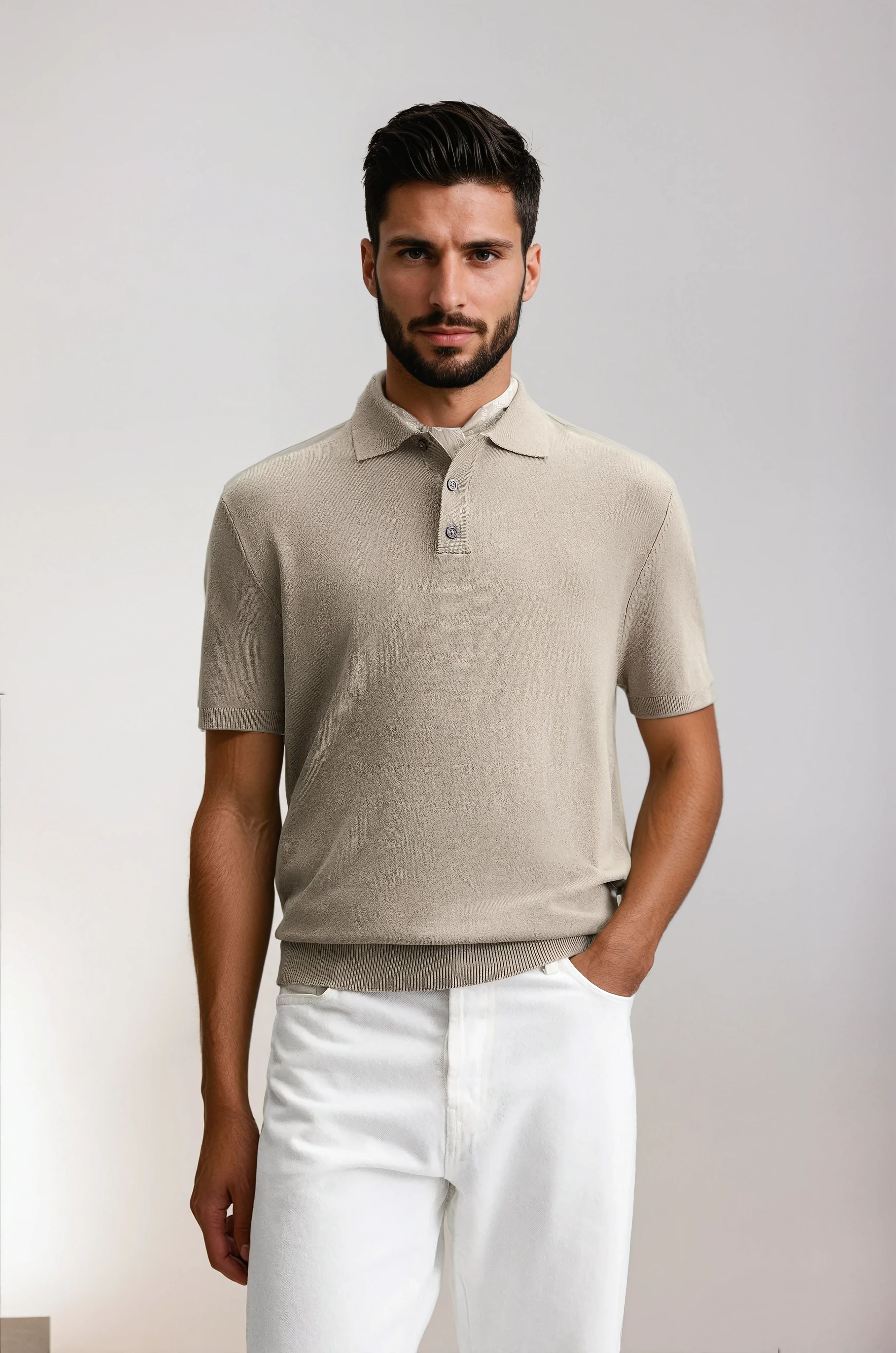 Firenze katoenen Polo - Taupe