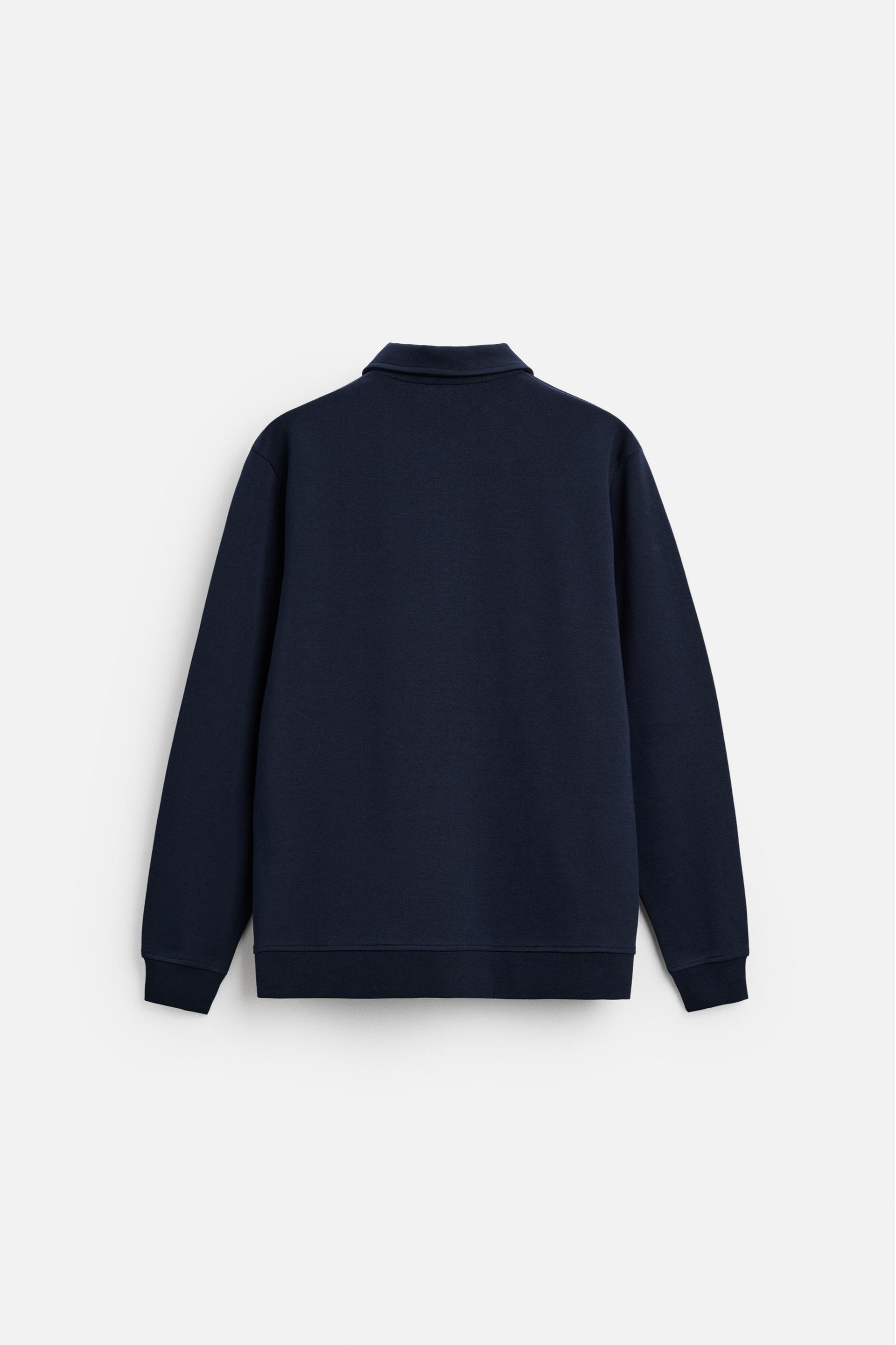 Cotton polo half zip navy blue