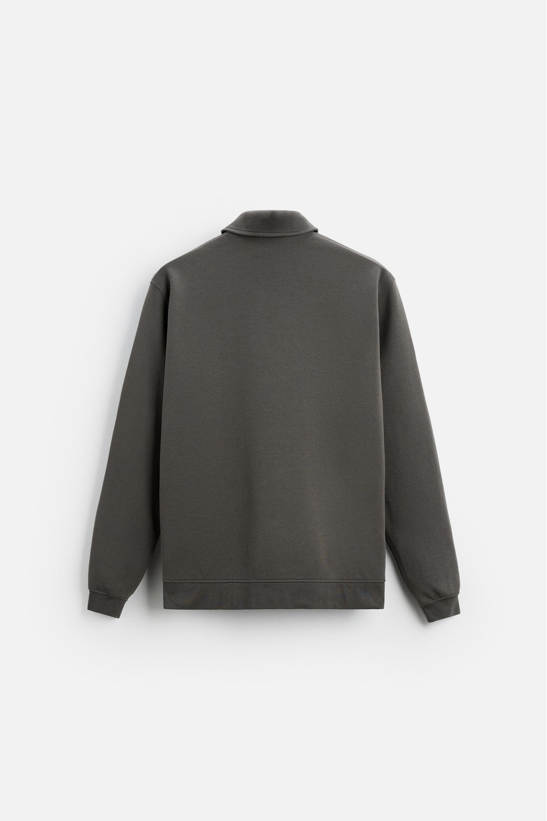 Cotton polo half zip grey