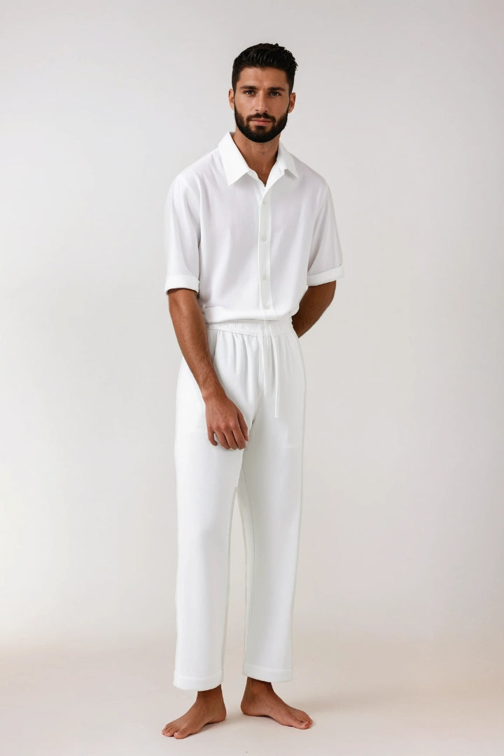 Premium linen summer set white