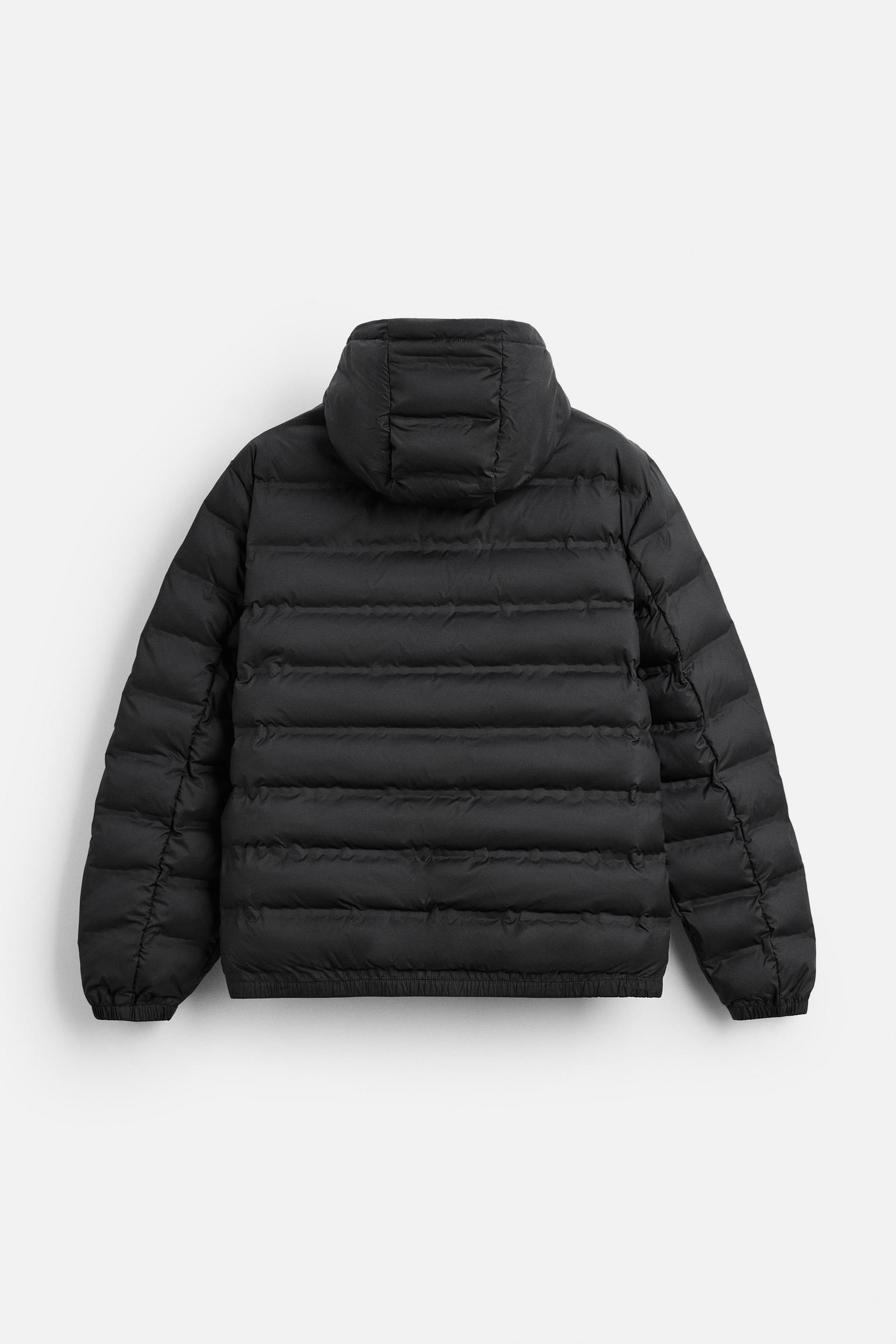 Black hooded quilted jacket