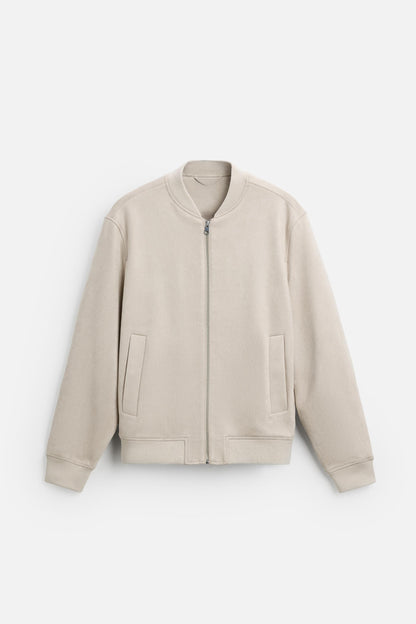 Luxe suede bomberjack gebroken wit