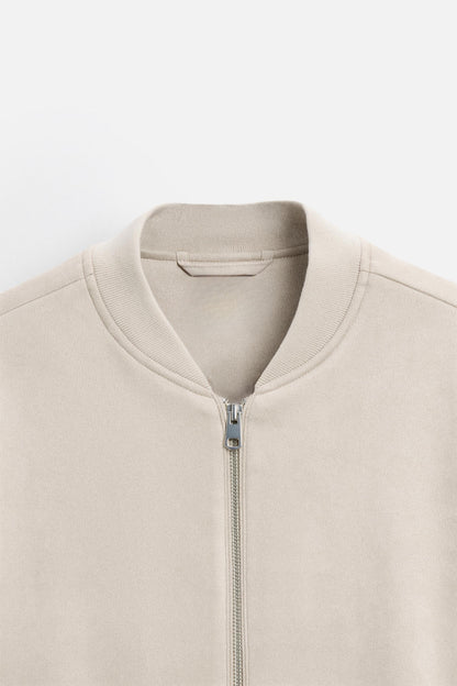 Luxe suede bomberjack gebroken wit