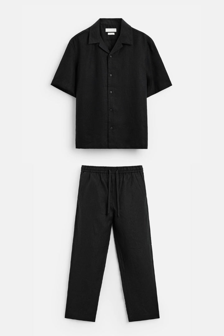 Premium linen summer set black