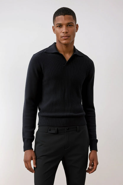 cashwool polo lang zwart