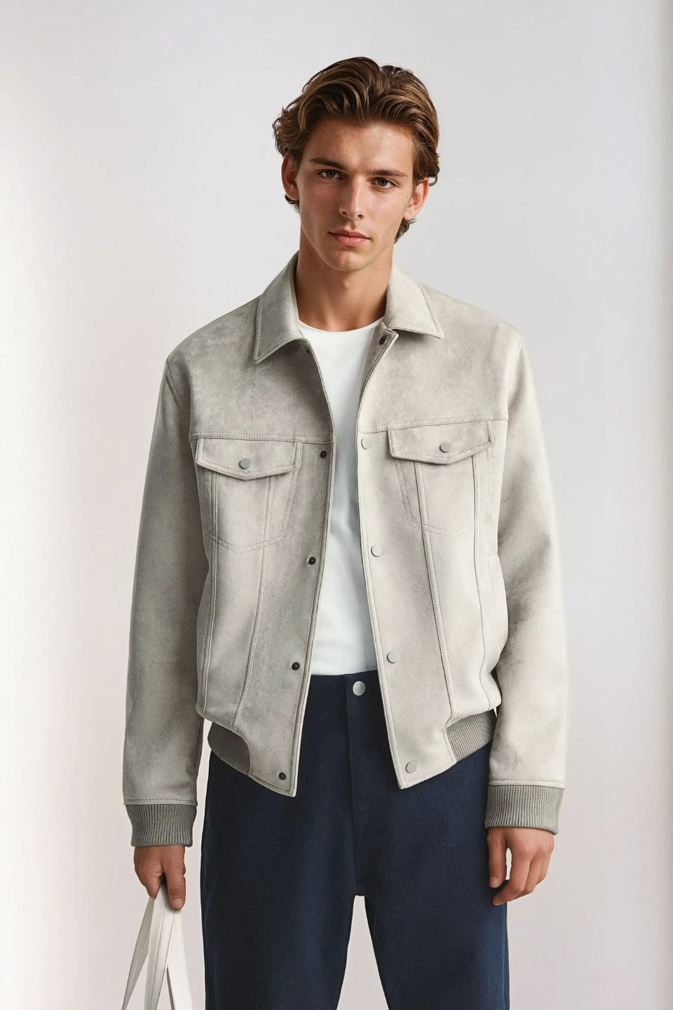 Luxe suede jack licht beige