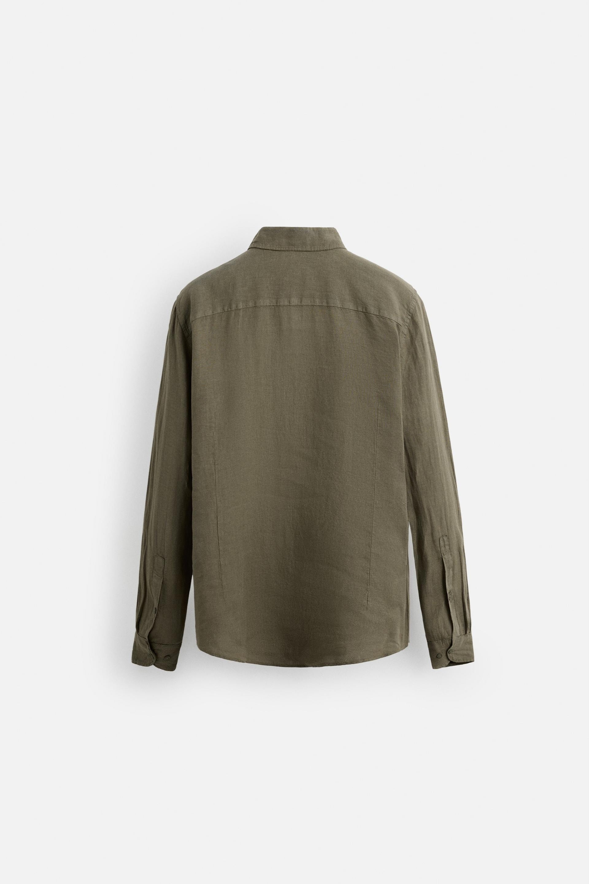 Linnen overhemd khaki groen