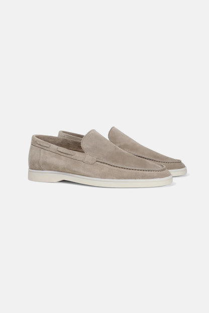 Lage suede loafers licht beige