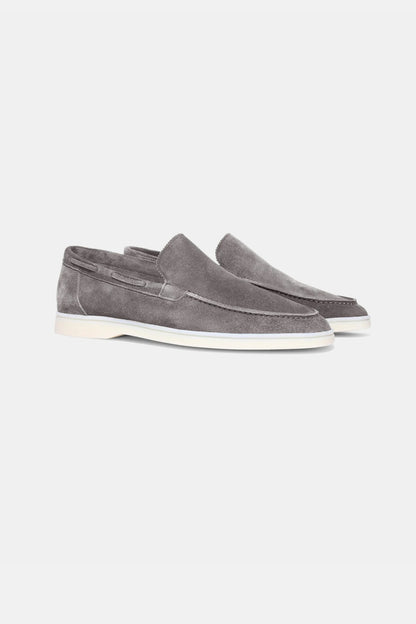 Lage suede loafers grijs