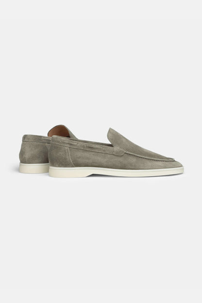 Lage suede loafers licht khaki