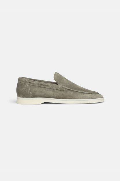 Lage suede loafers licht khaki