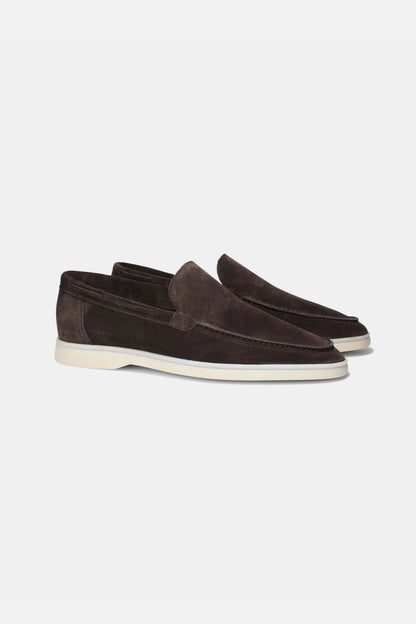 Lage suede loafers donkerbruin