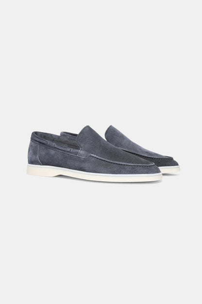 Lage suede loafers donkerblauw