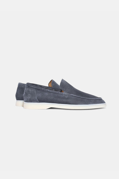 Lage suede loafers donkerblauw