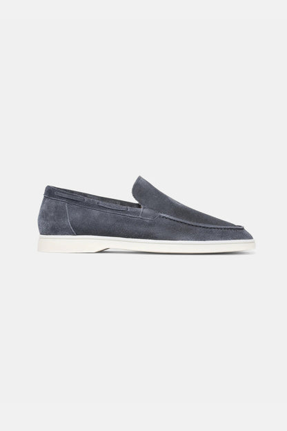 Lage suede loafers donkerblauw