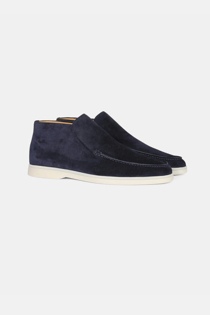 Hoge suede loafers donkerblauw