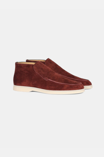 Hoge suede loafers bordeaux rood