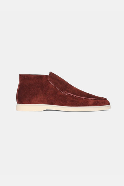Hoge suede loafers bordeaux rood