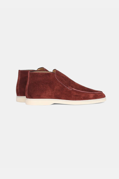 Hoge suede loafers bordeaux rood