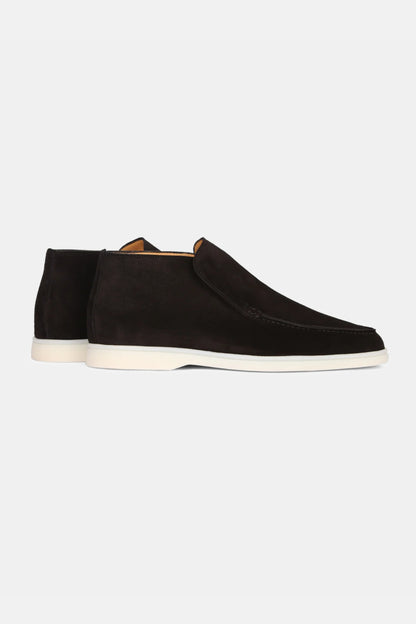 Hoge suede loafers zwart