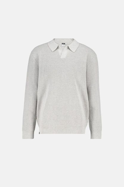Katoenen polo trui met structuur grijs