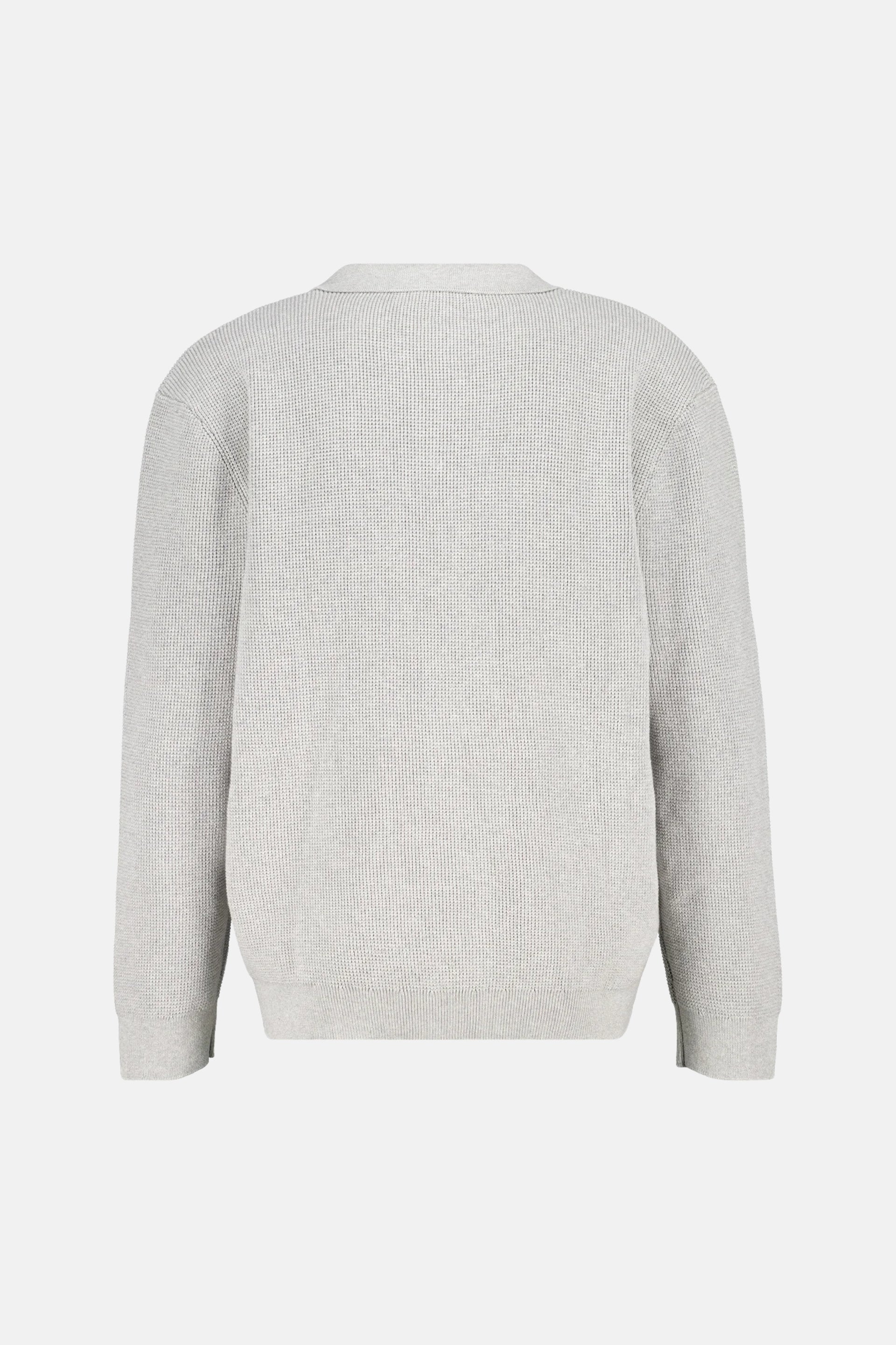 Katoenen polo trui met structuur grijs