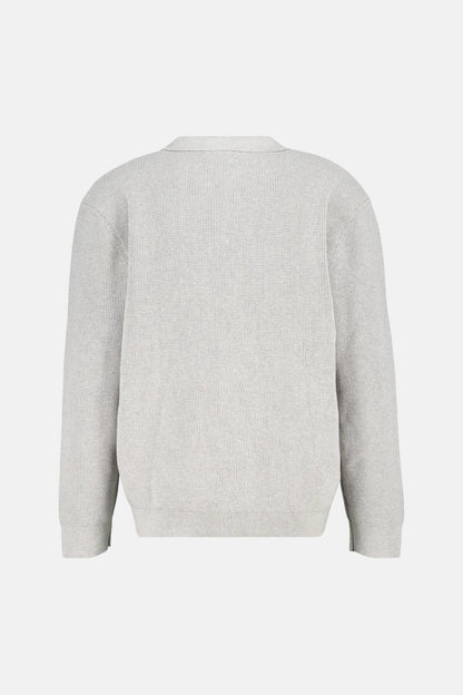 Katoenen polo trui met structuur grijs