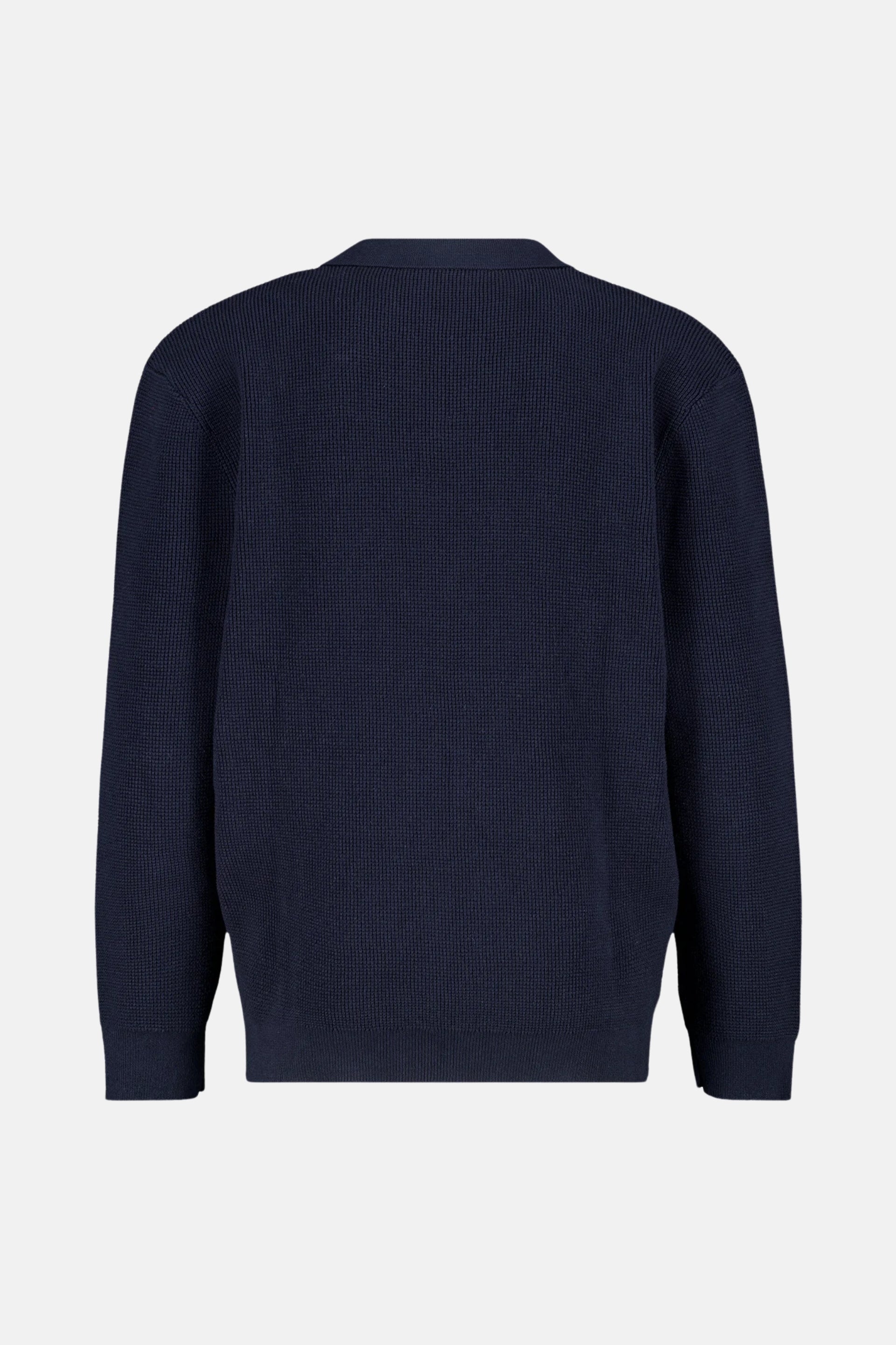 Katoenen polo trui met structuur blauw