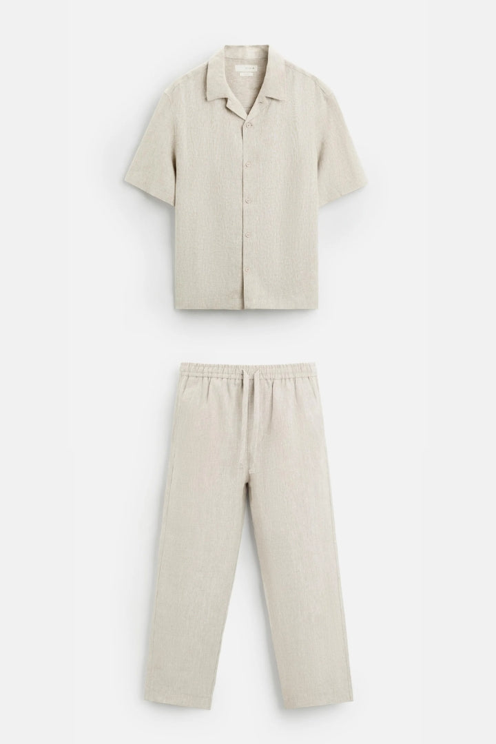Premium linen summer set taupe