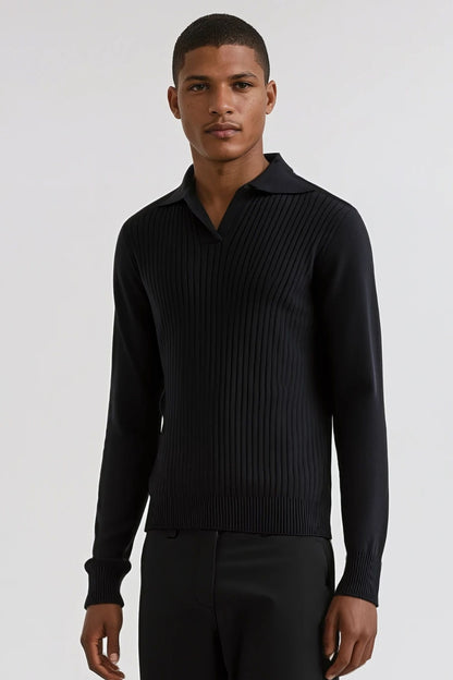 cashwool polo lang zwart