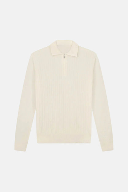 cashwool polo lang halve rits wit