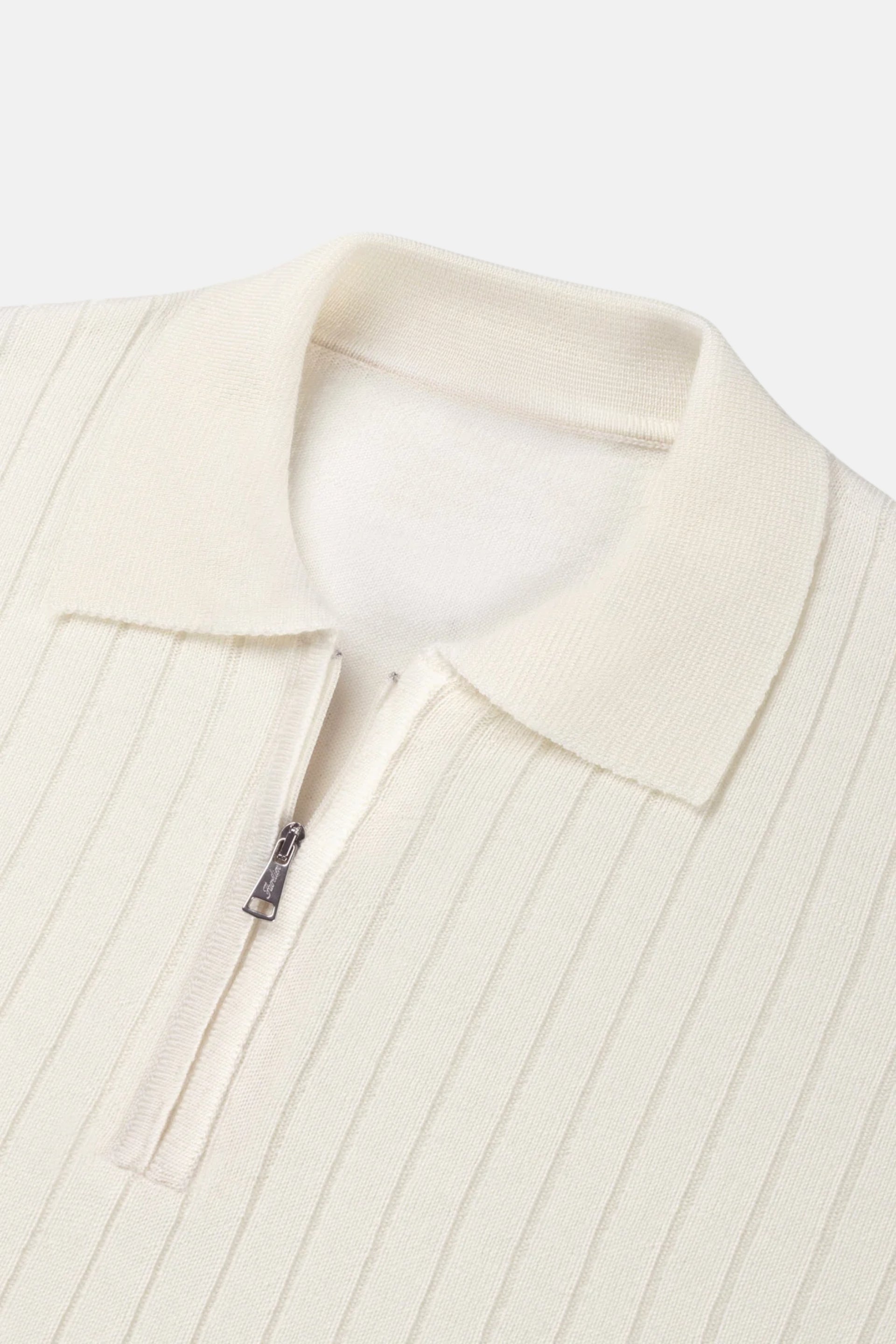 cashwool polo lang halve rits wit