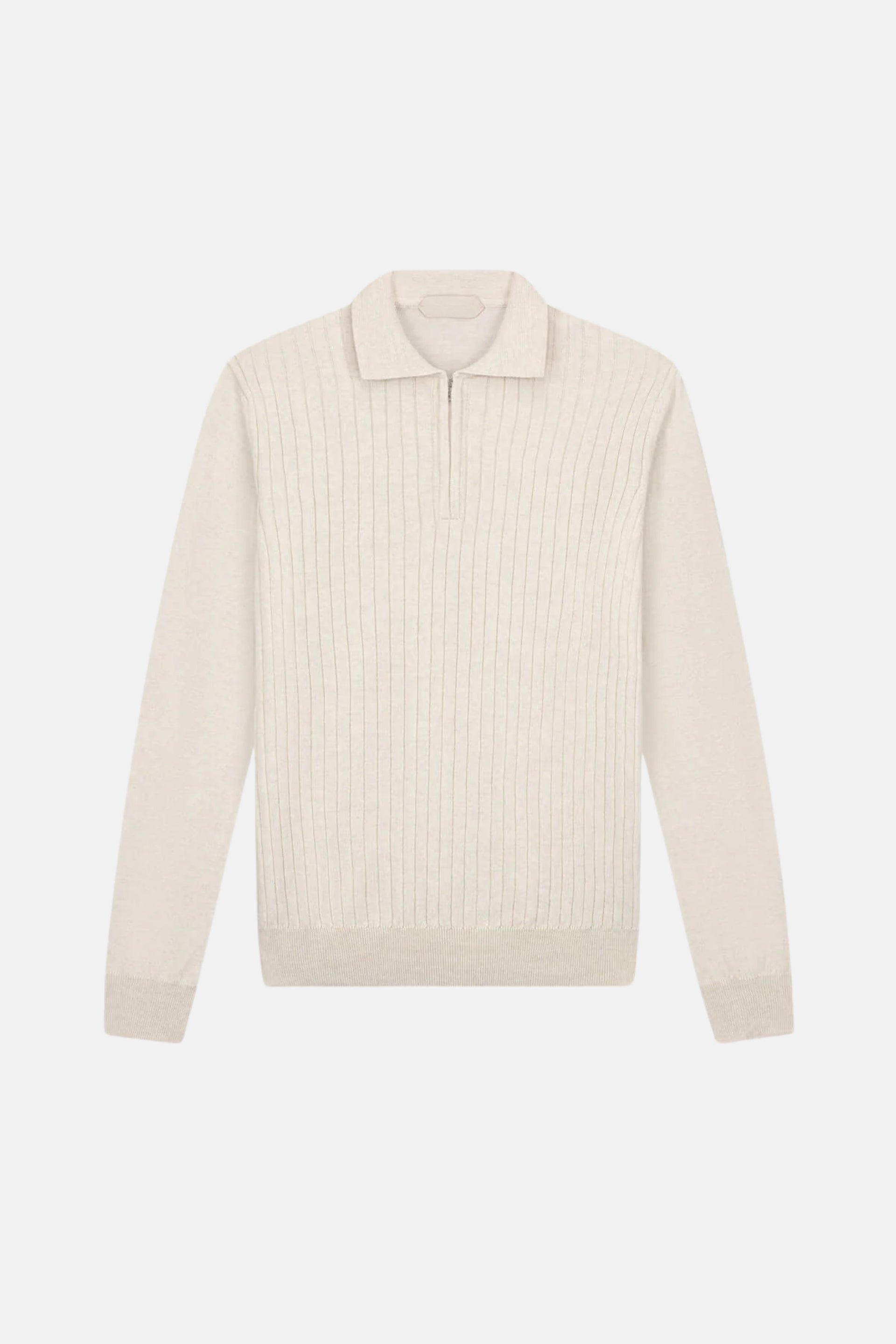 cashwool polo long half zip off white