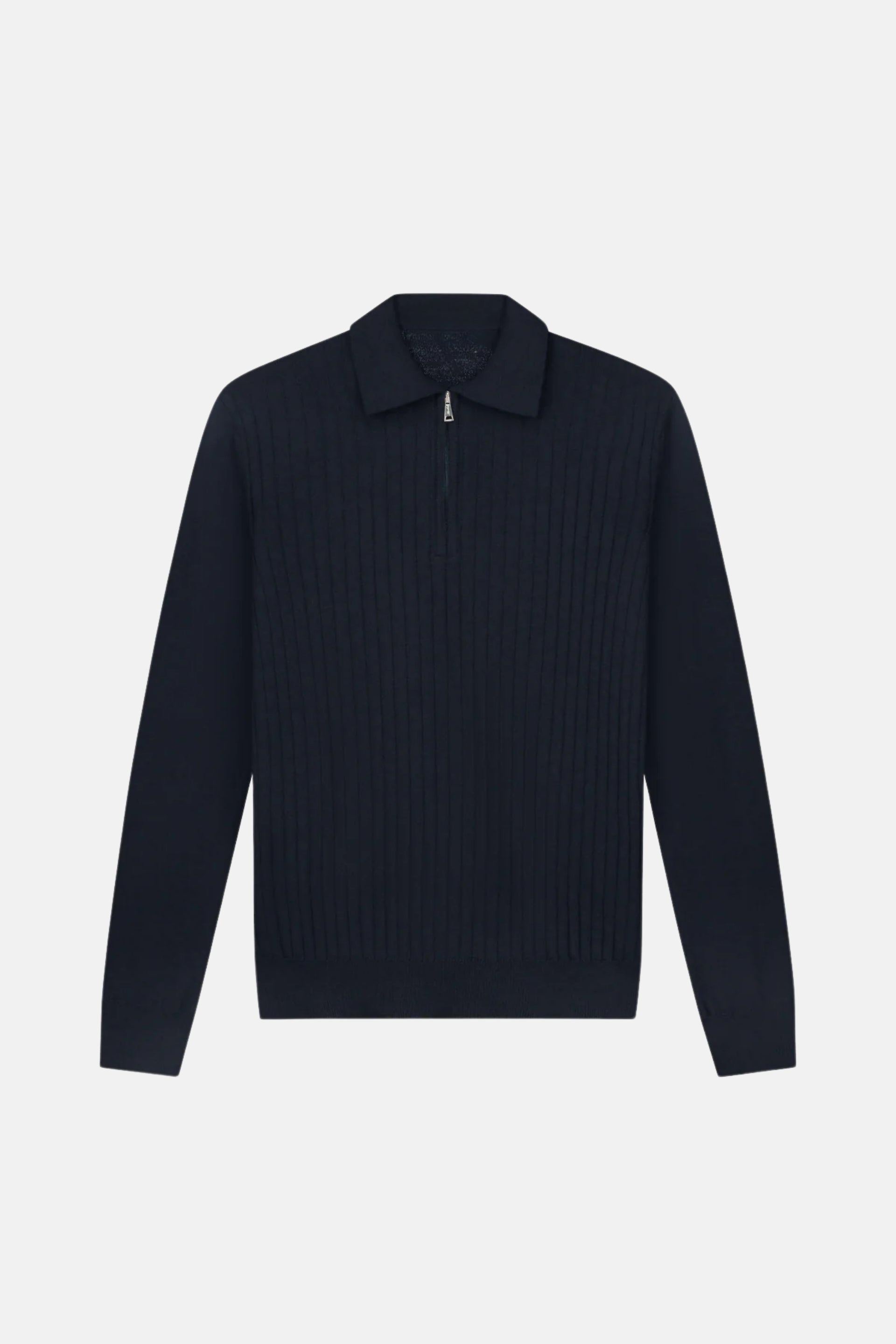 cashwool polo long half zip navy blue