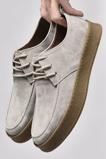 Suede flat classics lichtgrijs
