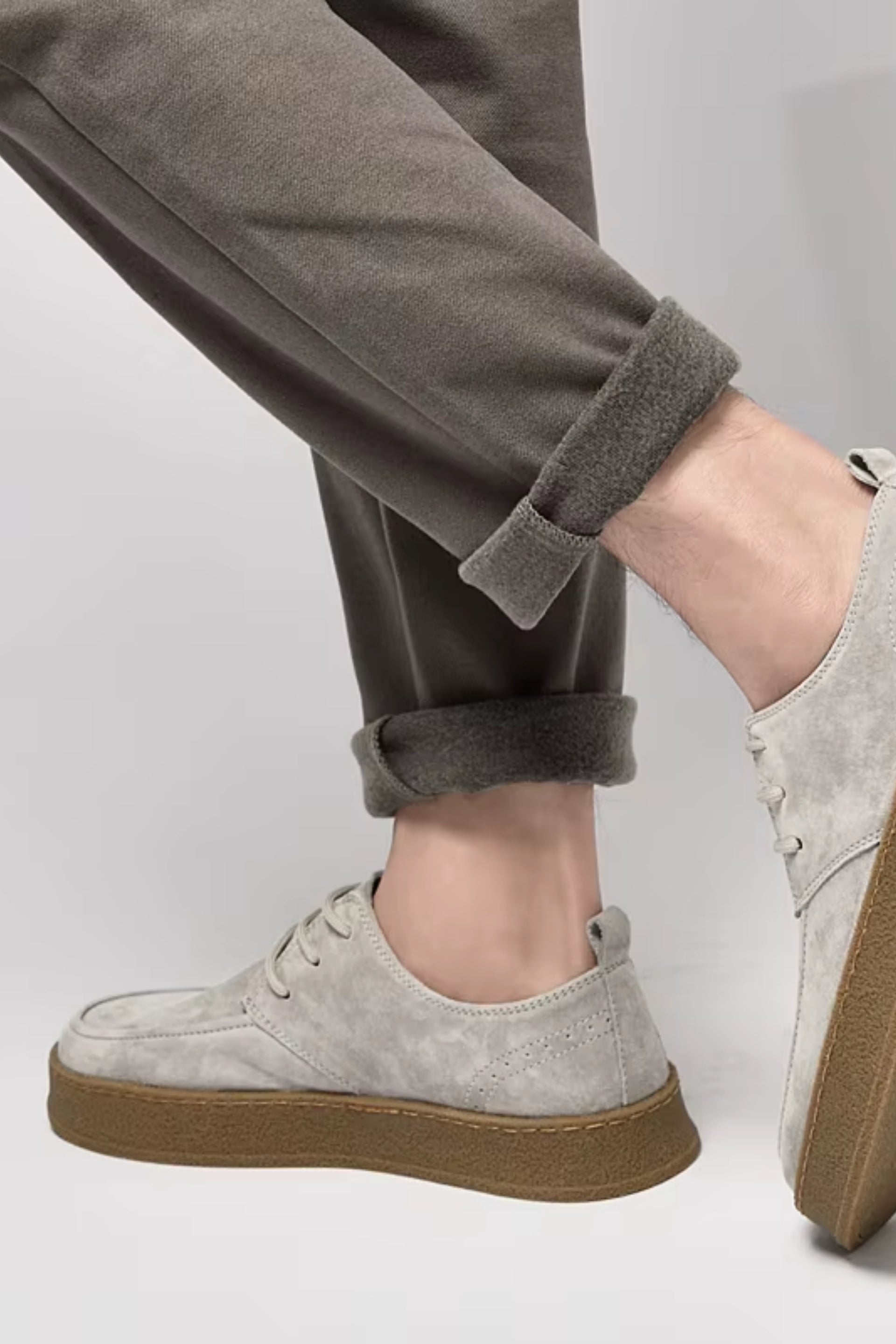 Suede flat classics lichtgrijs