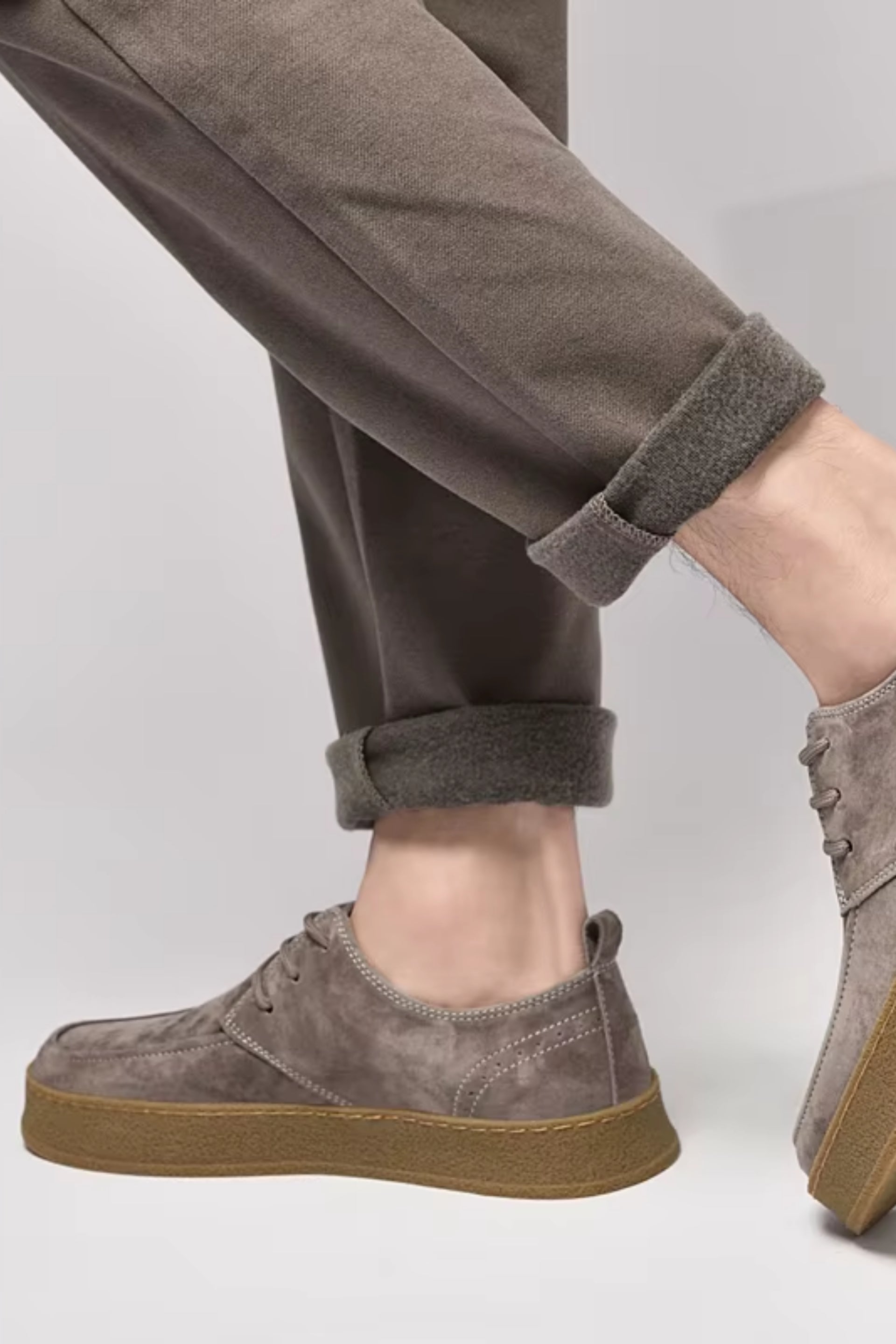 Suede flat classics donkergrijs