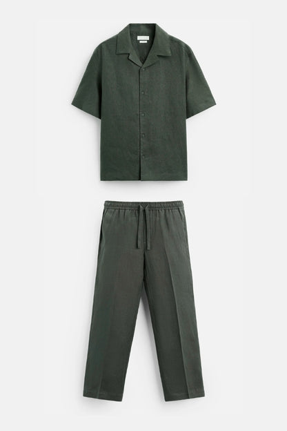 Premium linnen zomer set legergroen