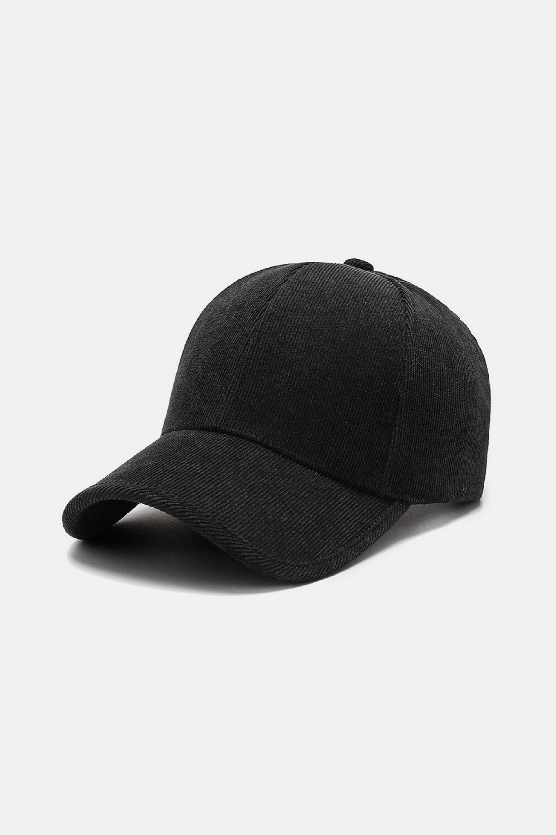 Suede geribbelde baseball cap zwart