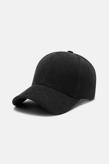 Suede geribbelde baseball cap zwart