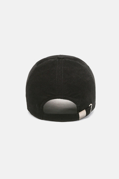 Suede geribbelde baseball cap zwart