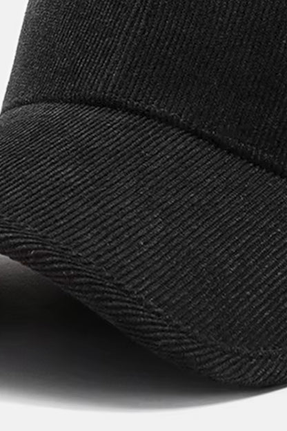 Suede geribbelde baseball cap zwart