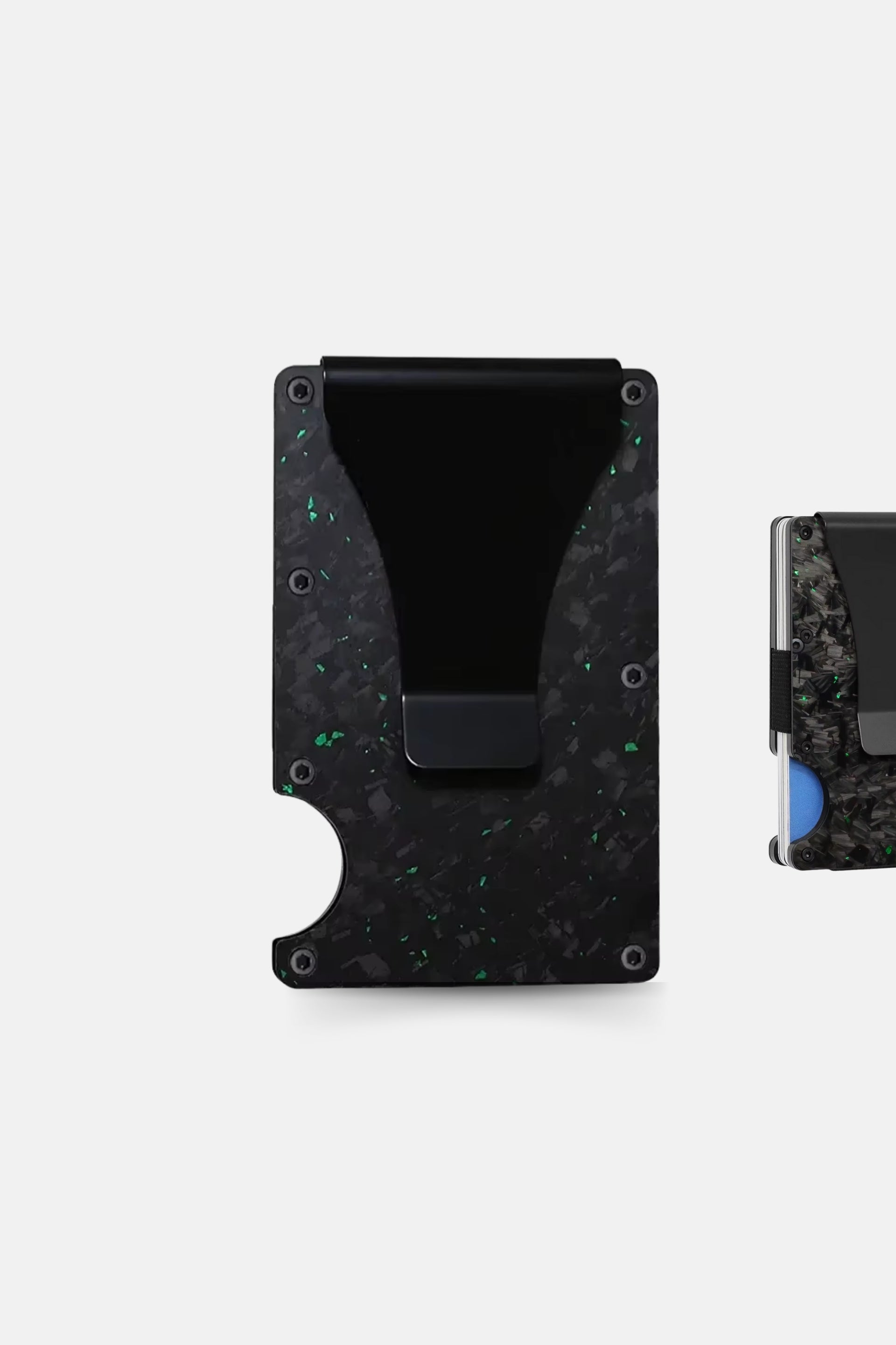 Carbon viber card holder with clip green