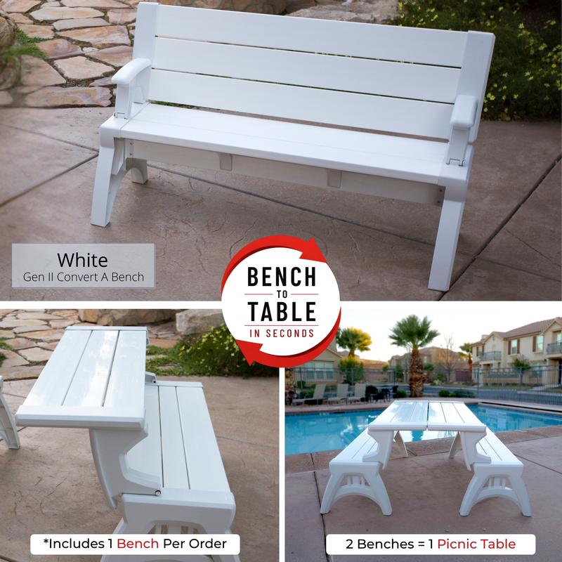 Zestaw 2 ławek ogrodowych Convert-a-Bench Gen II XL Designer – łatwo zmienisz je w stół