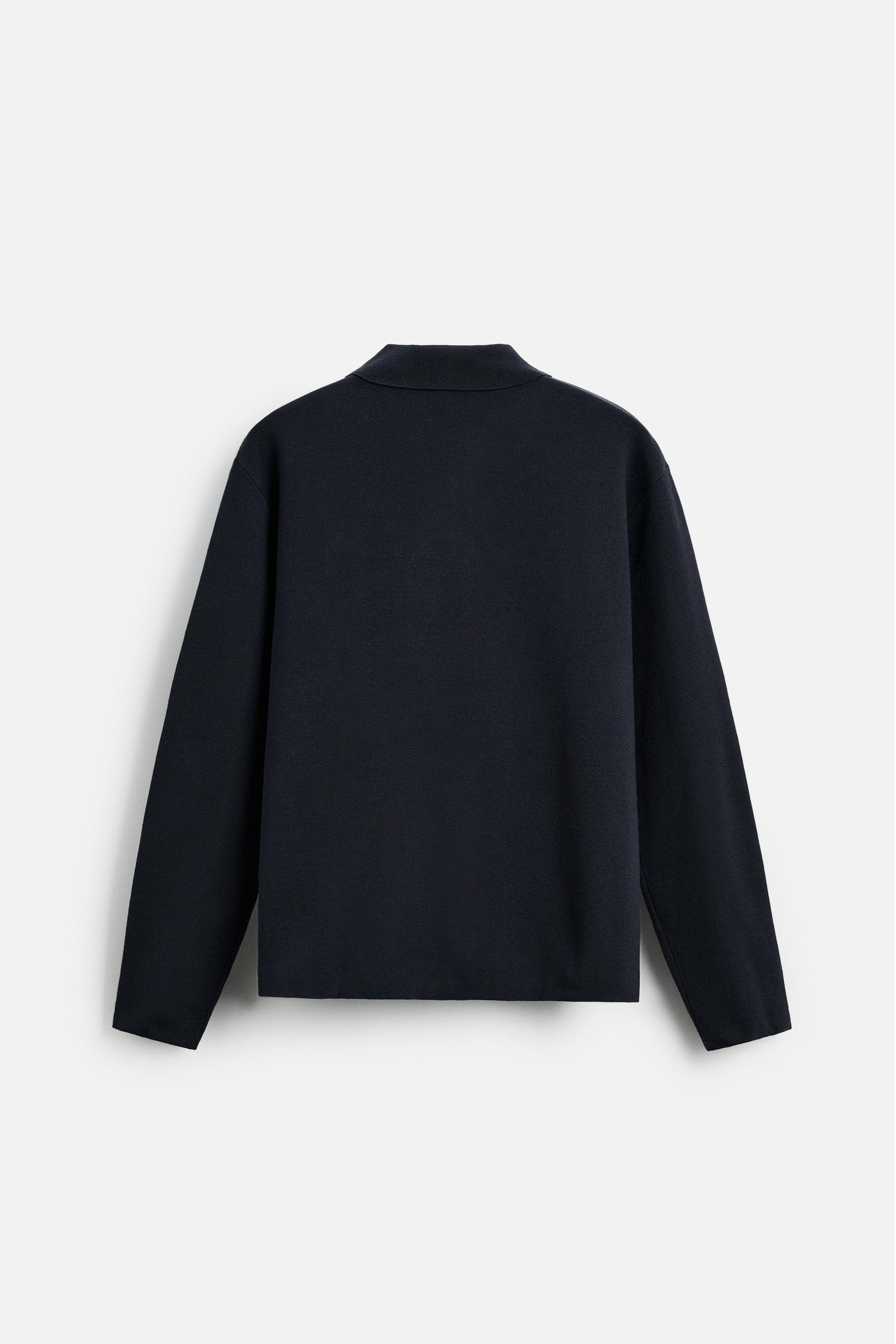 Katoen polo knoopjes lang navy blauw