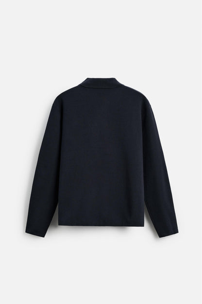 Katoen polo knoopjes lang navy blauw