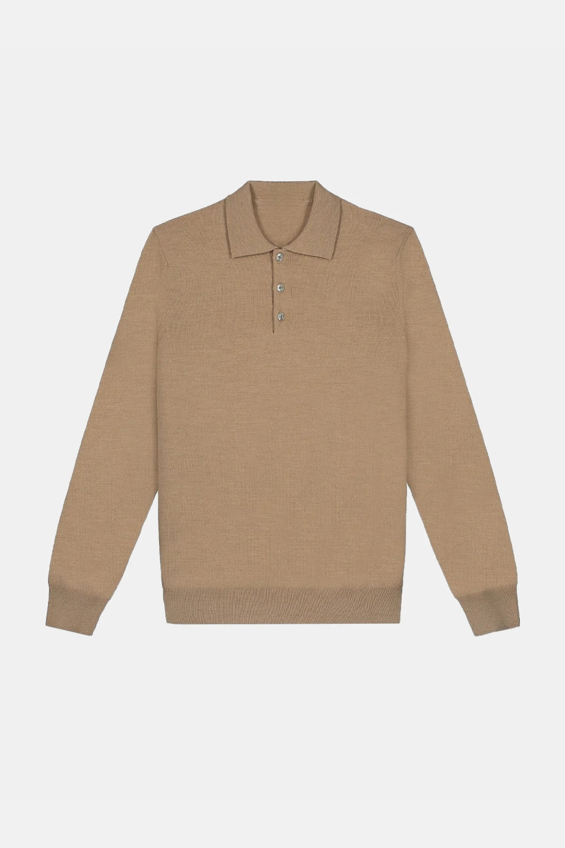 Cashwool polo buttons long caramel