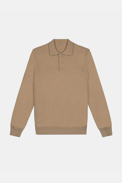 Cashwool polo knoopjes lang caramel